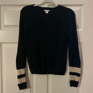 Cozy Chic: Forever 21 Black Knit Sweater with Wrist Stripes